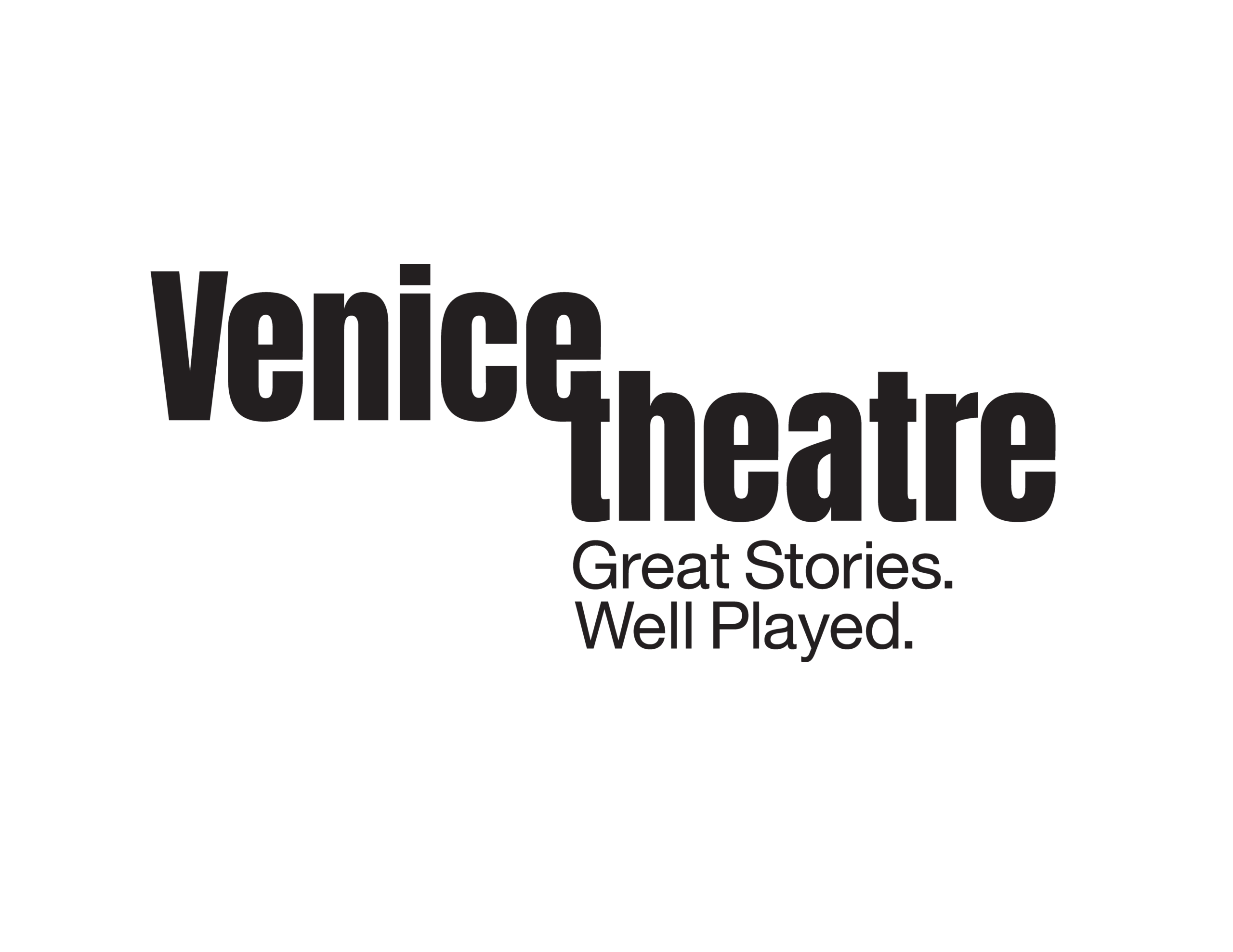 A logo of "Venice Theatre: Great Stories. Well Played"