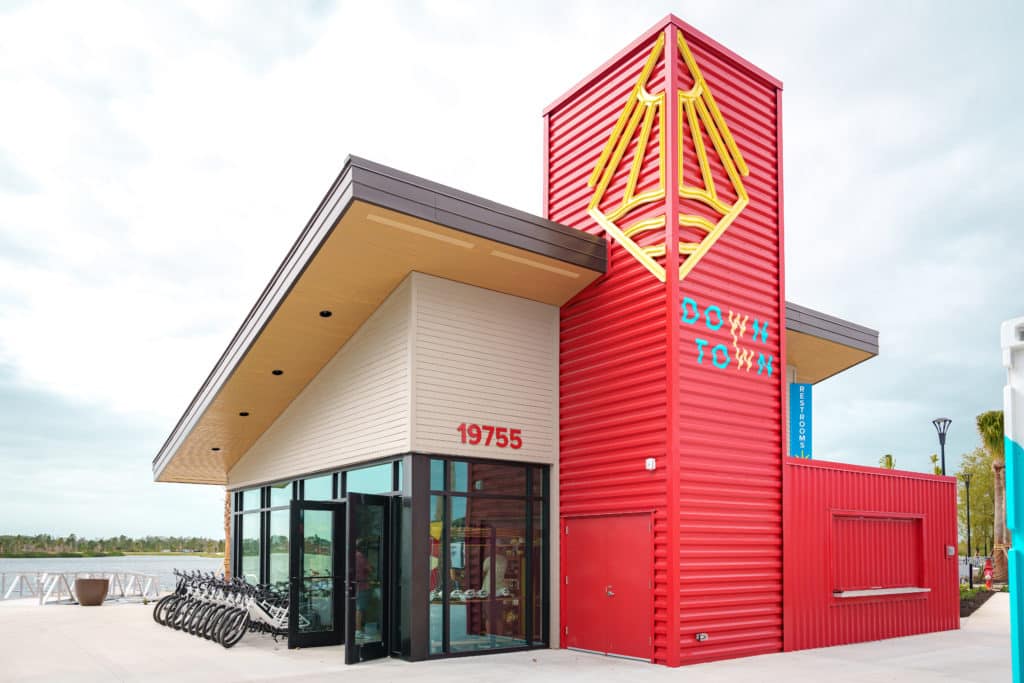 A single standing shop for renting kayaks, paddle boards and bikes